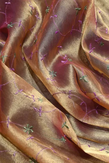 Copper Tissue Floral Design Fabric