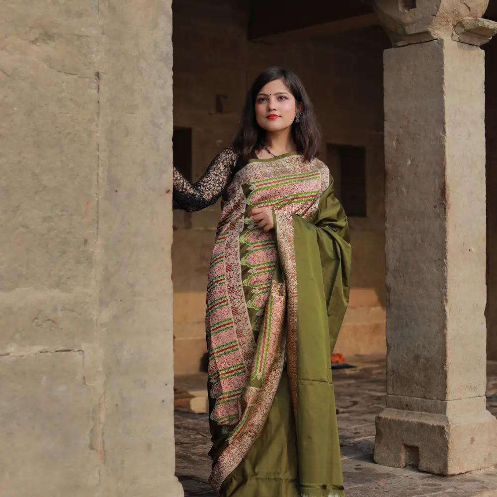 Green Tanchoi Banarasi Saree