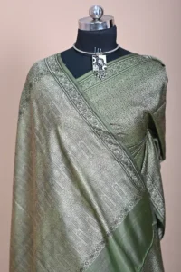 Mehndi Green Katan Silk with Resham Tanchoi Banarasi Saree