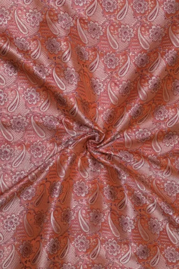 Orange Banarasi Silk Brocade Fabric