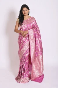 pink uppada katan silk banarasi saree