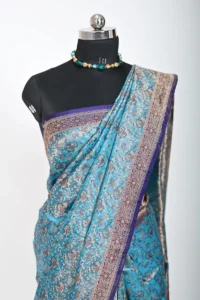 Sky blue katan Silk with Resham Tanchoi Banarasi Saree