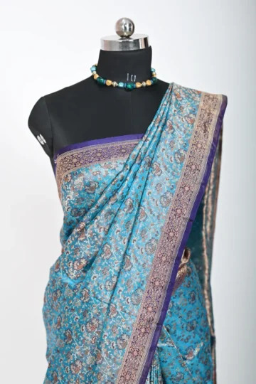 Sky blue katan Silk with Resham Tanchoi Banarasi Saree