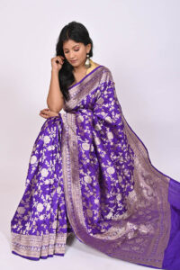 silkways blue uapada katan silk handloom banarasi saree