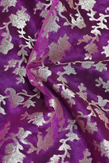 Violet Kora Silk Floral Design Fabric