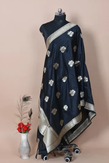 black booti katan silk handloom banarasi dupatta