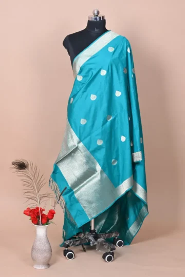 ferozi booti katan silk handloom banarasi dupatta