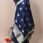 navy blue booti katan silk handloom banarasi dupatta