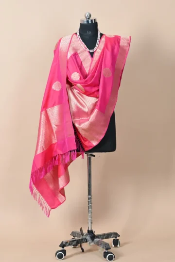 pink booti katan silk handloom banarasi dupatta