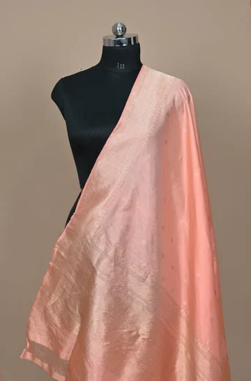 baby pink handwoven banarasi suit