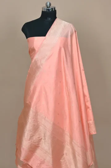 baby pink handwoven banarasi suit