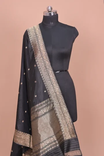 black handwoven banarasi suit