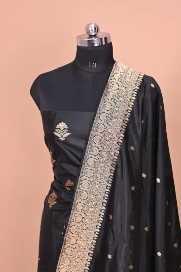 black handwoven banarasi suit