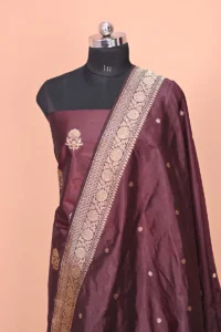 brown-handwovbrown handwoven banarasi suit