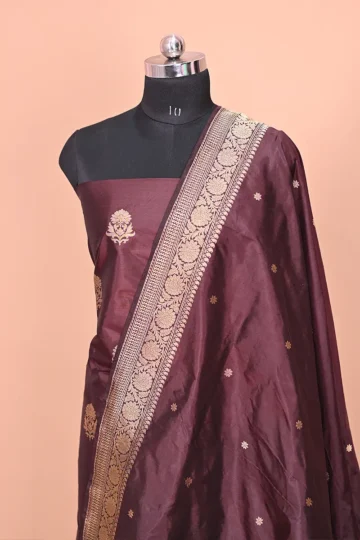 brown handwoven banarasi suit