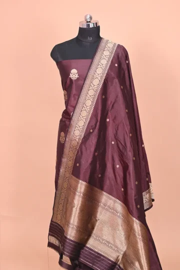 brown handwoven banarasi suit