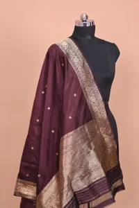 brown handwoven banarasi suit