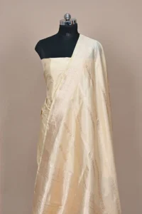 cream colour handwoven banarasi suit