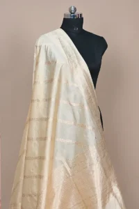 cream colour handwoven banarasi suit