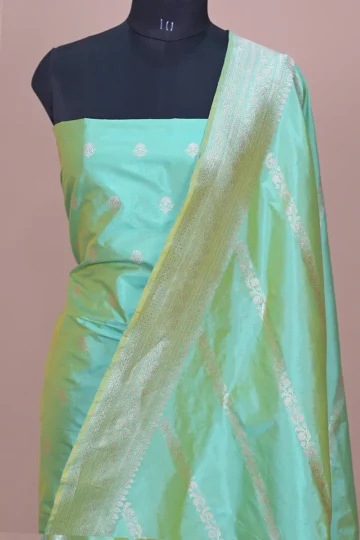 dark sea green handwoven banarasi suit