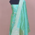 dark sea green handwoven banarasi katan silk suit