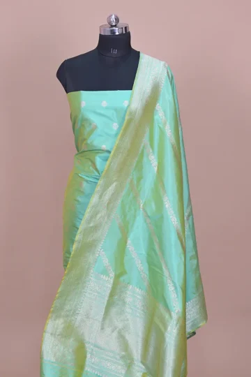 dark sea green handwoven banarasi suit