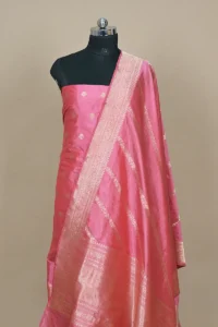 dusty rose handwoven banarasi katan suit