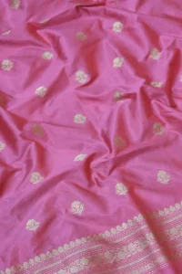 dusty rose handwoven banarasi katan suit