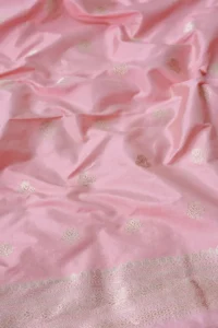 light rose handwoven banarasi katan silk suit