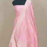 light rose handwoven banarasi katan silk suit