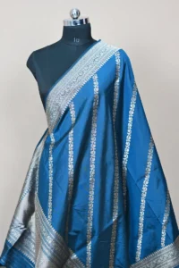 Prussian Blue Handwoven Banarasi suit