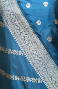 Prussian Blue Handwoven Banarasi suit