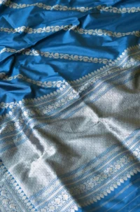 Prussian Blue Handwoven Banarasi suit