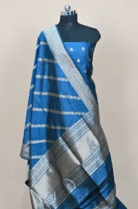 Prussian Blue Handwoven Banarasi suit