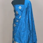 prussian blue handwoven katan silk banarasi suit