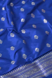 royal blue handwoven banarasi katan suit