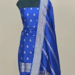 royal blue handwoven banarasi katan suit