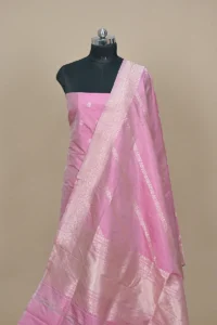 sky magenta handwoven banarasi katan suit