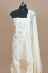 white handwoven banarasi suit