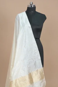 white handwoven banarasi suit