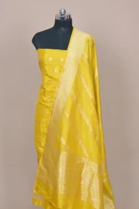 yellow handwoven banarasi suit