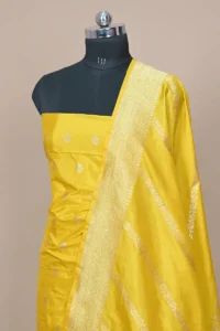 yellow handwoven banarasi suit