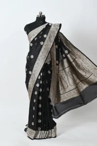 black katan silk handwoven banarasi saree gold zari booti