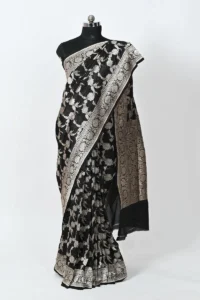 black pure katan silk banarasi saree