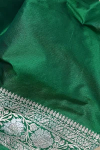 green silk banarasi saree gold zari jaal designer border pallu